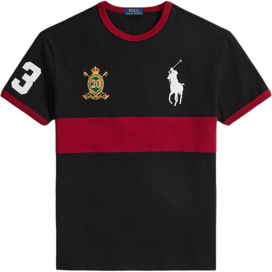Polo Ralph Lauren Big Pony T Shirts Men's Black Crew Neck Moderate Straight Fit