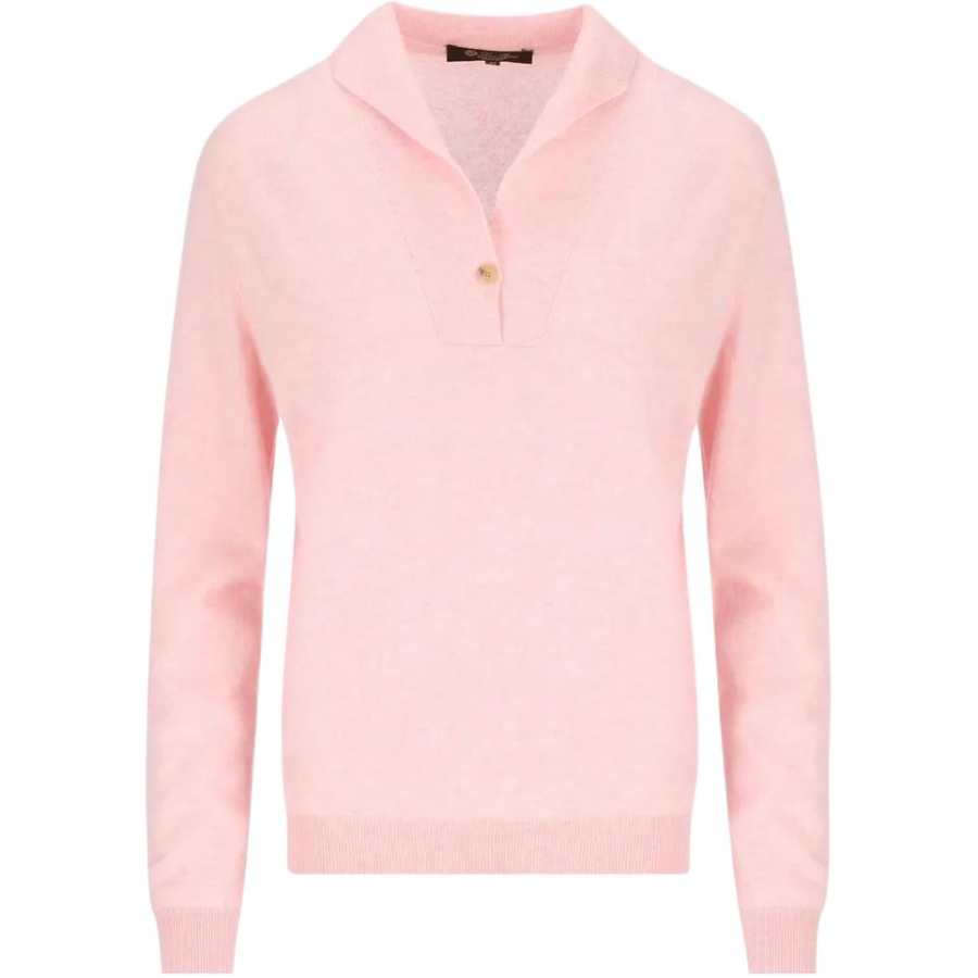 Loro Piana Cashmere Sweaters Women's Light Pink V Neck Moderate