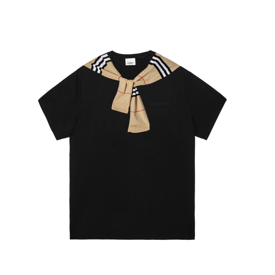 Burberry T Shirts Men's Black Crew Neck Moderate Straight Fit
