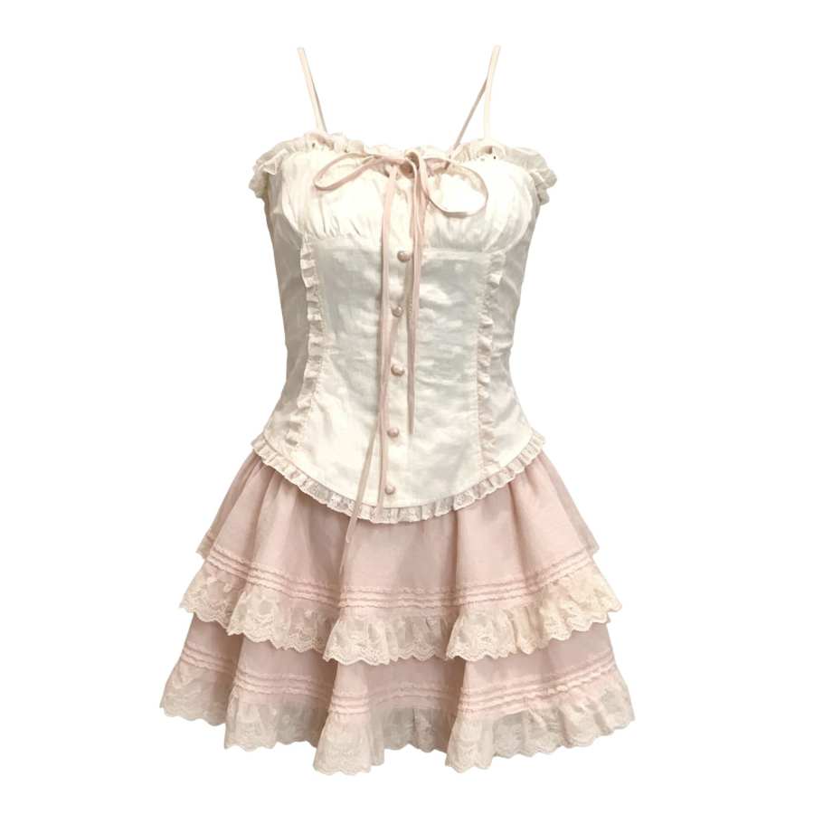 Sugarfunk Two Piece Skirt Sets Women's Halter Thin Short Skirt