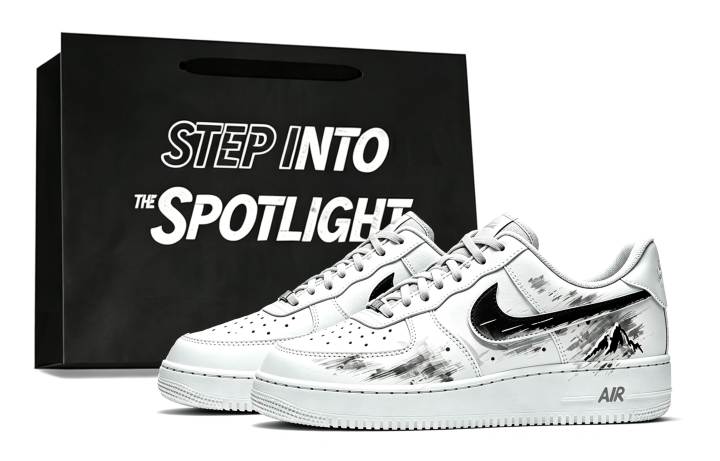 Nike Nike Air Force 1 Skateboard Shoes Unisex Low Top White Black Gray Ink Wash Colorway