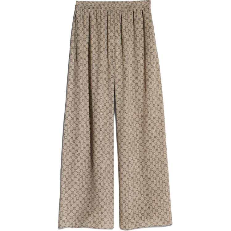 GUCCI Casual Pants Unisex Beige And Brown Moderate Wide Leg Pants