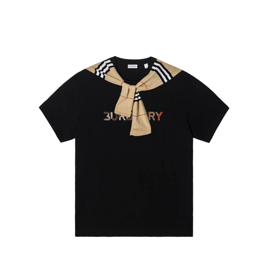 Burberry T Shirts Men's Black Crew Neck Moderate