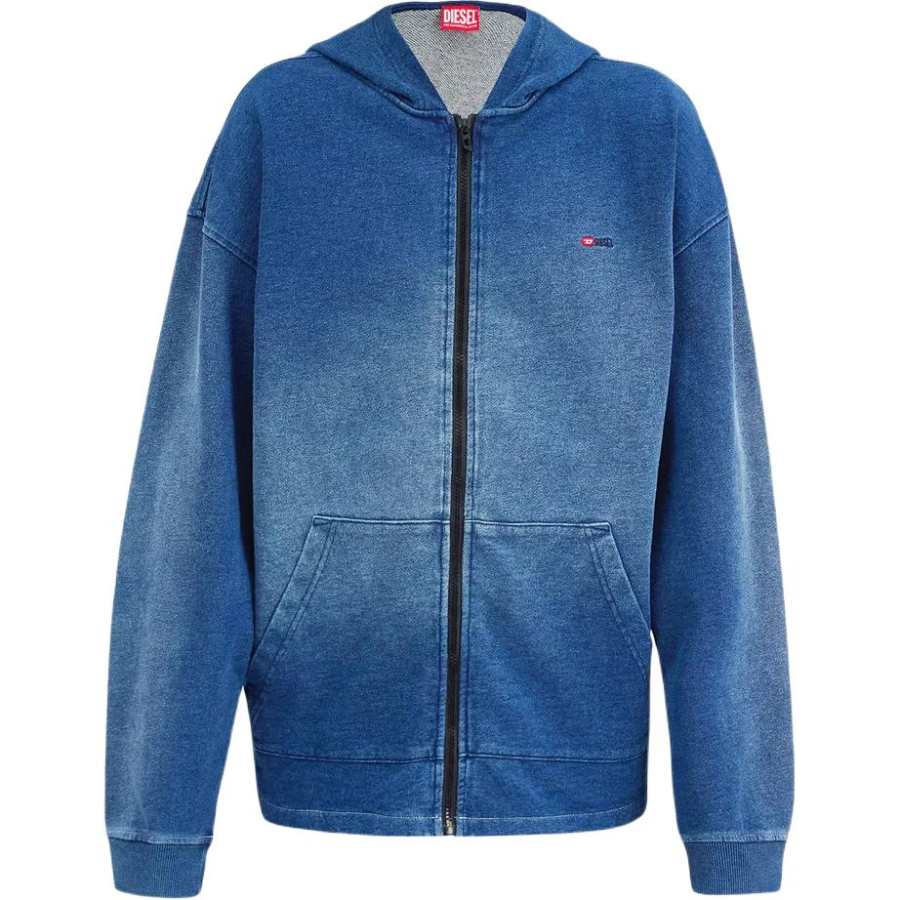 DIESEL Sweatshirts Men's Dark Blue Hooded Non Detachable Moderate