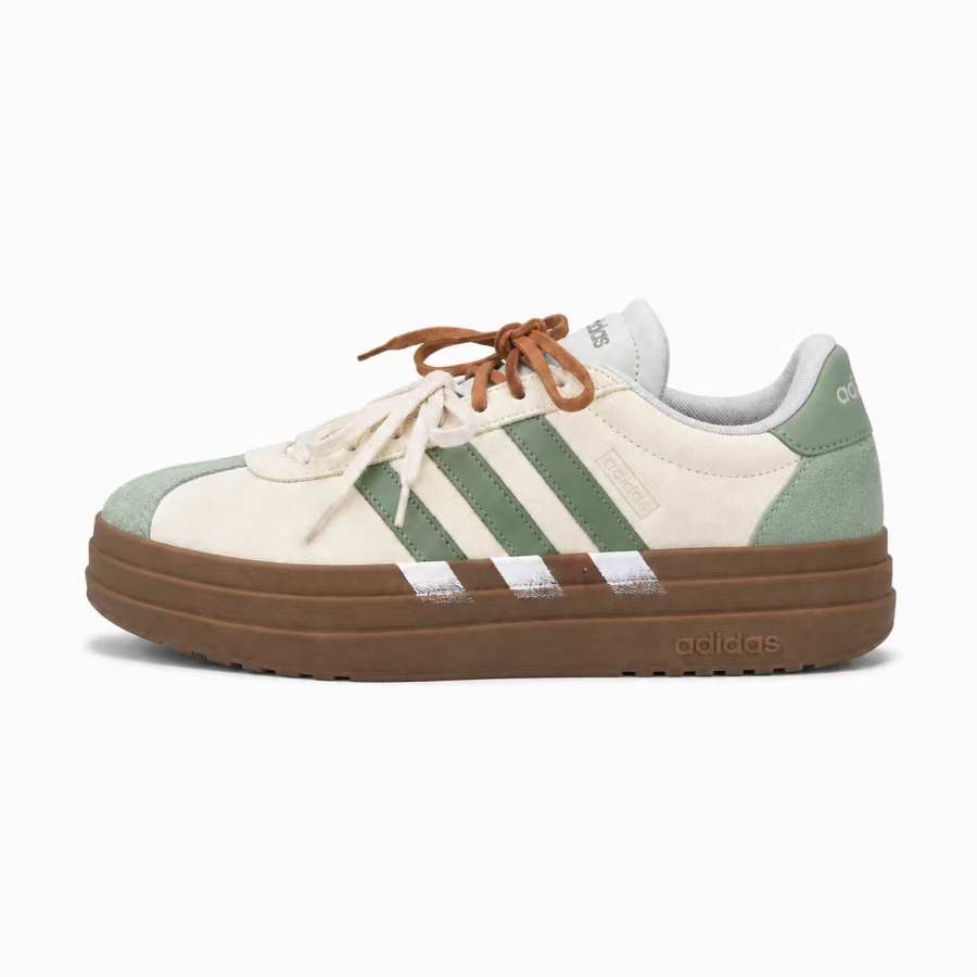 Adidas Adidas VL Court Bold German Army Trainers Women's Low Top Ecru Green Brown Color Block Patchwork