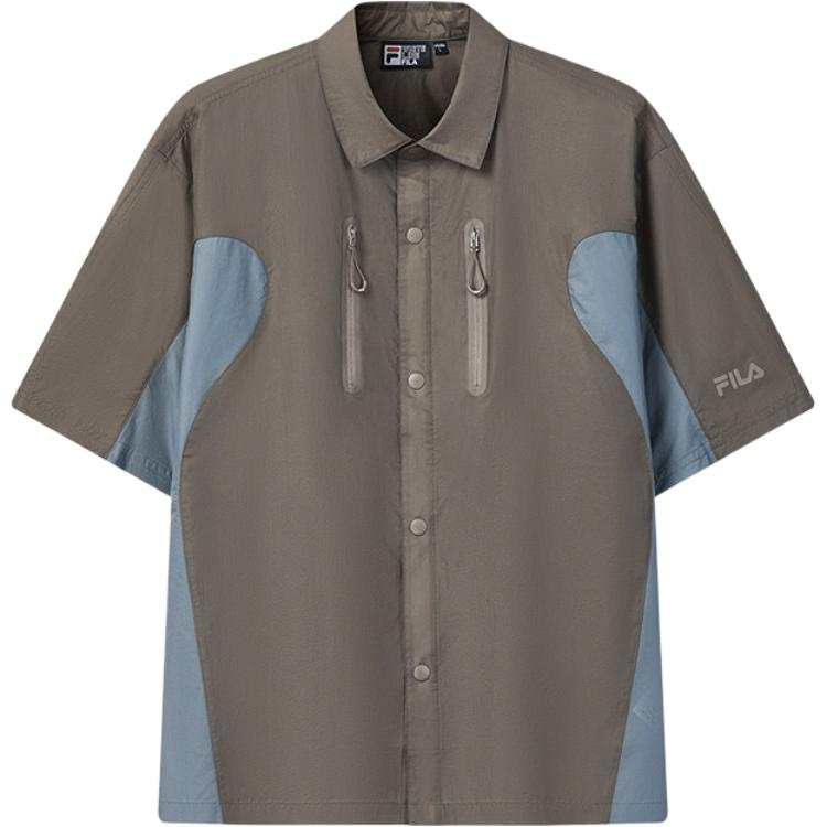 FILA Shirts Men's Withered Wood Khaki MK Lapel Moderate Straight Fit