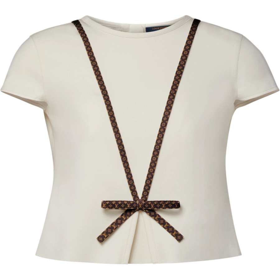 LOUIS VUITTON Monogram T Shirts Women's Ecru Crew Neck Moderate Straight Fit