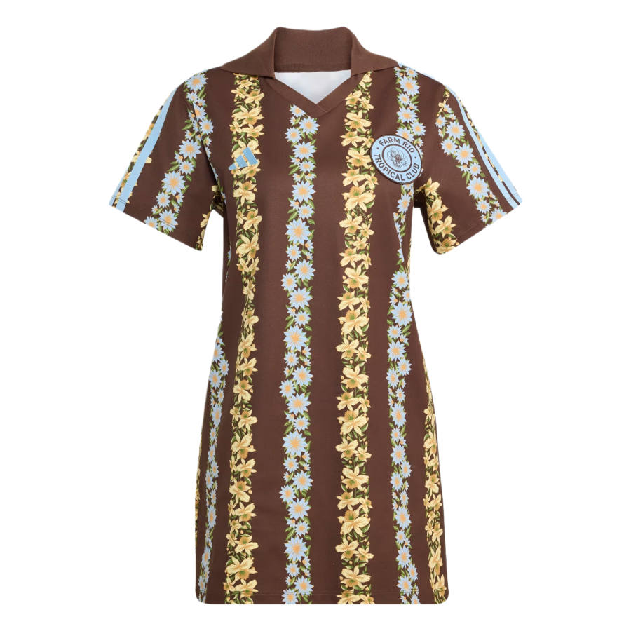 Adidas Adidas Short Sleeved Dresses Women's Auburn/Sky/Multicolor Crew Neck Moderate Short Skirt