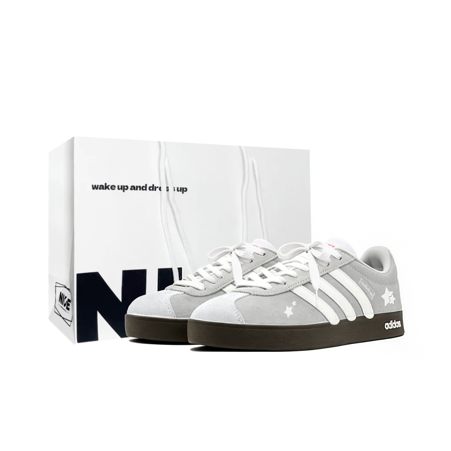 Adidas Adidas Vl Court Classic German Army Trainers Unisex Low Top Gray White