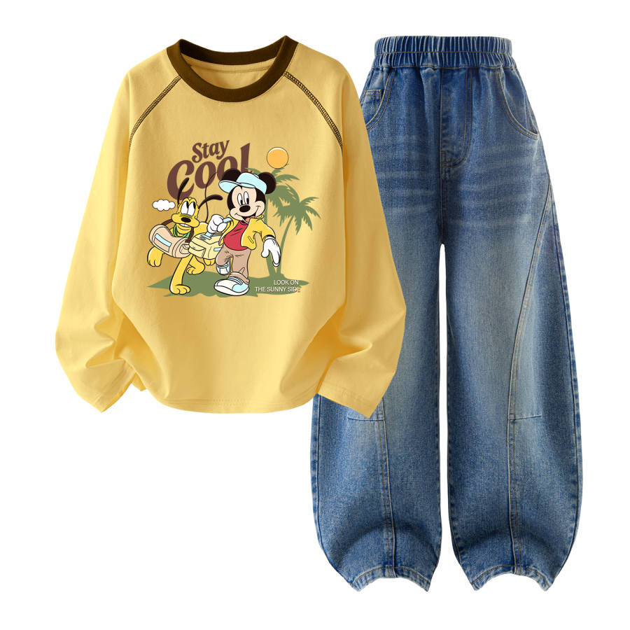 Disney Kids Casual Sportswear Crew Neck Moderate Stretch Breathable