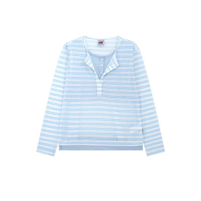 F426 T Shirts Unisex Henry Collar Thin Straight Fit