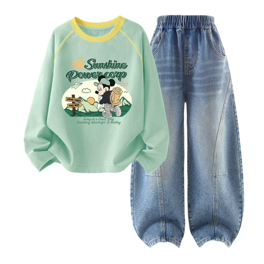 Disney Kids Casual Sportswear Crew Neck Moderate Stretch Breathable