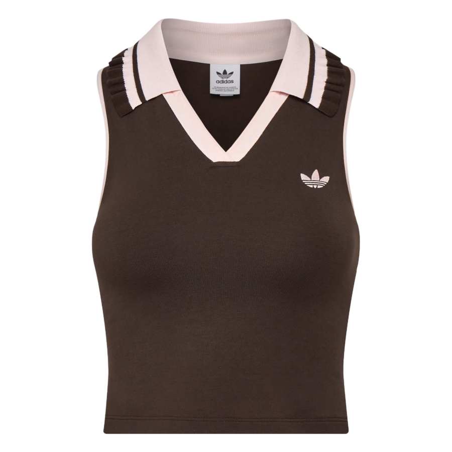 Adidas Originals Sleeveless Sports Shirts Women's Dark Brown V Neck Moderate