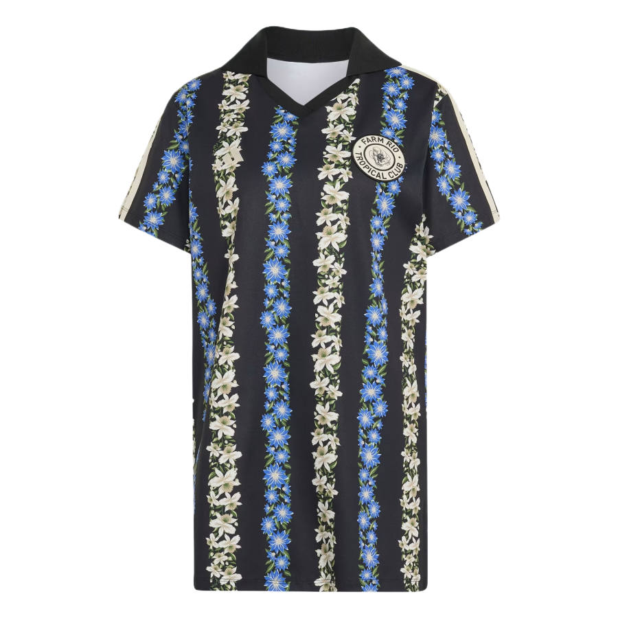 Adidas Adidas Short Sleeved Dresses Women's Black/Ecru/Multicolor V Neck Moderate Short Skirt