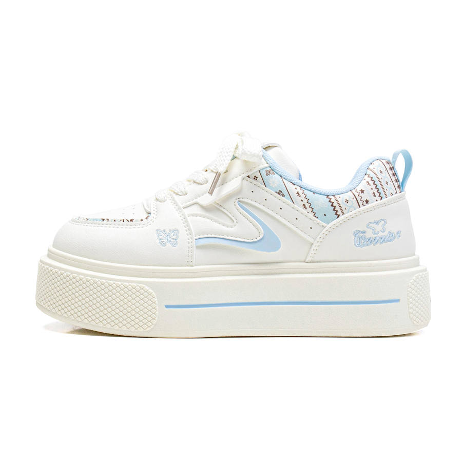WARRIOR Skateboard Shoes Women's Low Top Beige Blue
