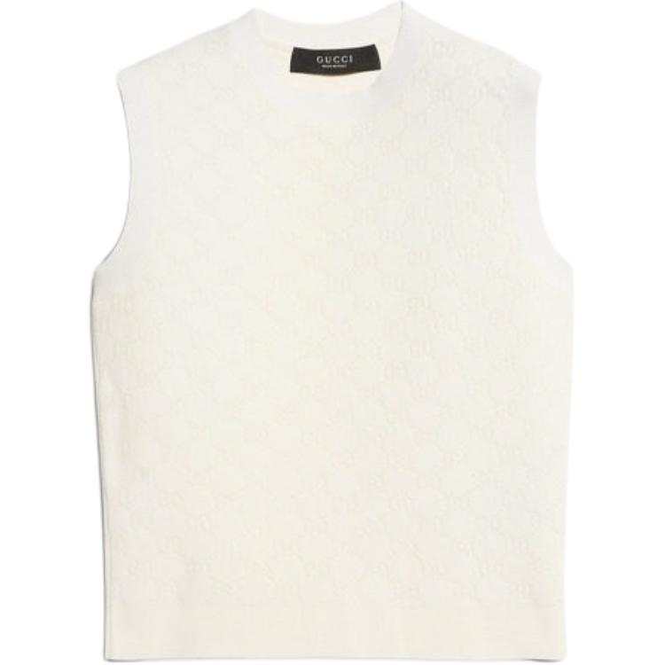 GUCCI Tank Tops Women's White Crew Neck Moderate Straight Fit