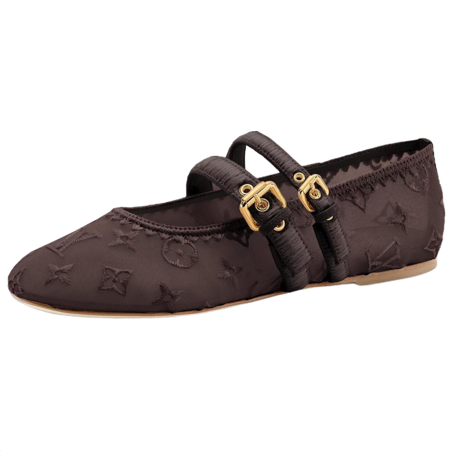 LOUIS VUITTON Bella Mary Jane Shoes Women's Brown