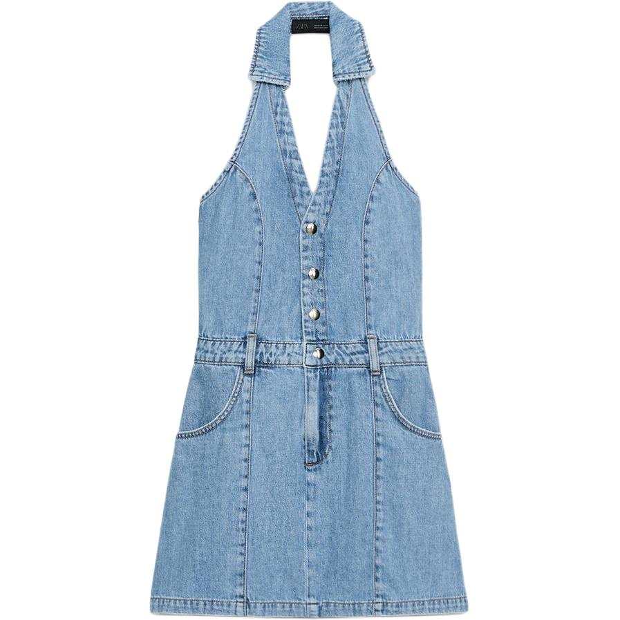 ZARA Sleeveless Dresses Women's Medium Blue Moderate