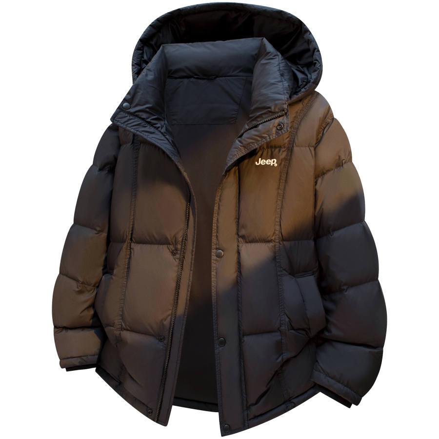 Jeep Down Jackets Unisex Hooded, Detachable Hood Thickened Puffer Jacket