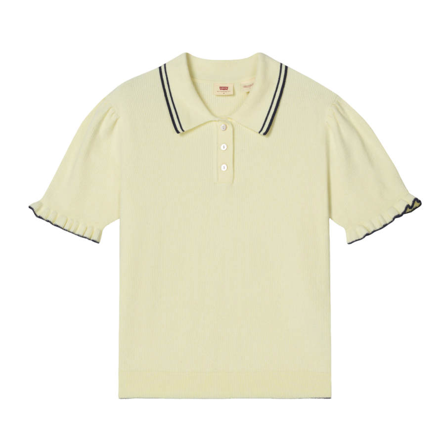 Levis Polo Shirts Women's Light Yellow Polo Collar Moderate Straight Fit