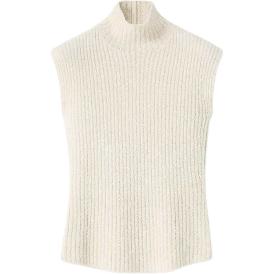 Loro Piana Tank Tops Women's Natural Ivory Turtleneck Moderate Nipped In Waist