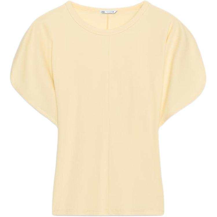 ZARA T Shirts Women's Yellow Crew Neck