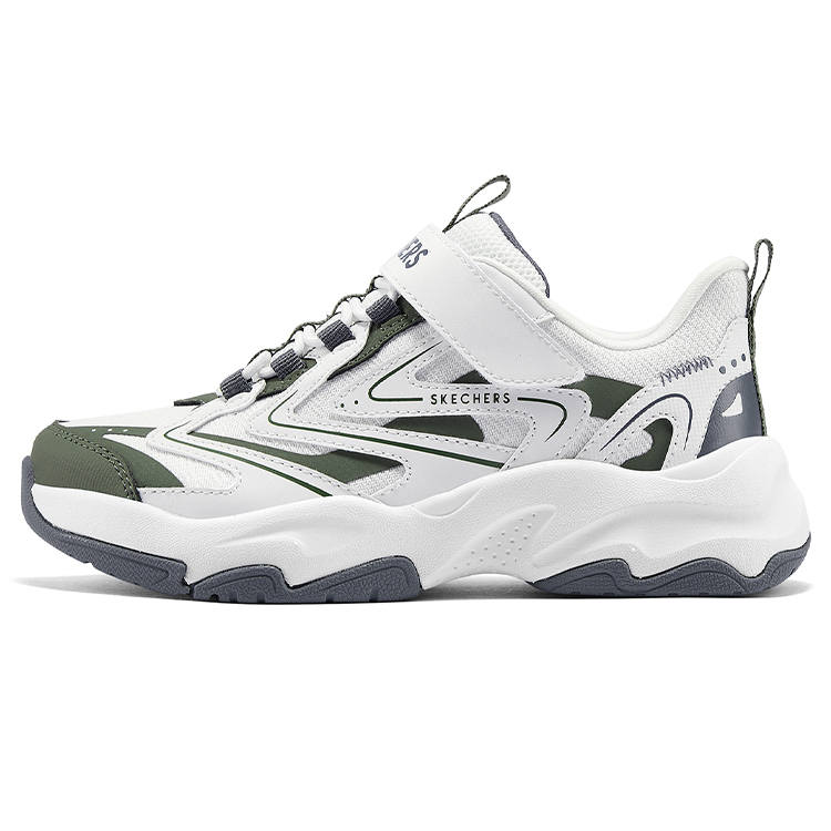 Skechers Kids Slip Resistant Abrasion Resistant Low top Kids Lifestyle Shoes White/Green Kids'