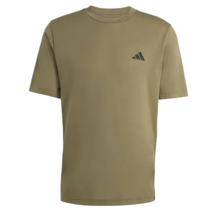 Adidas Adidas ESSENTIALS Fitness Clothing Men's Olive Green/Black Crew Neck Moderate