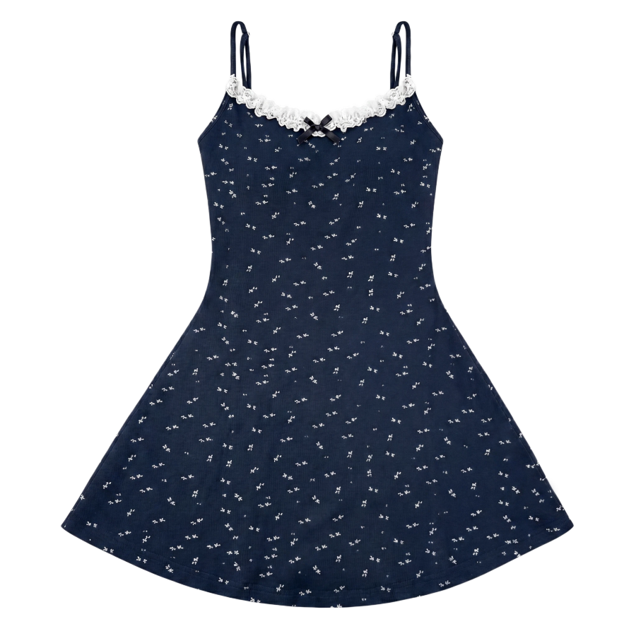 FABRIC PIG Slip Dresses Women's Navy Blue Moderate Short Skirt A Line Skirt