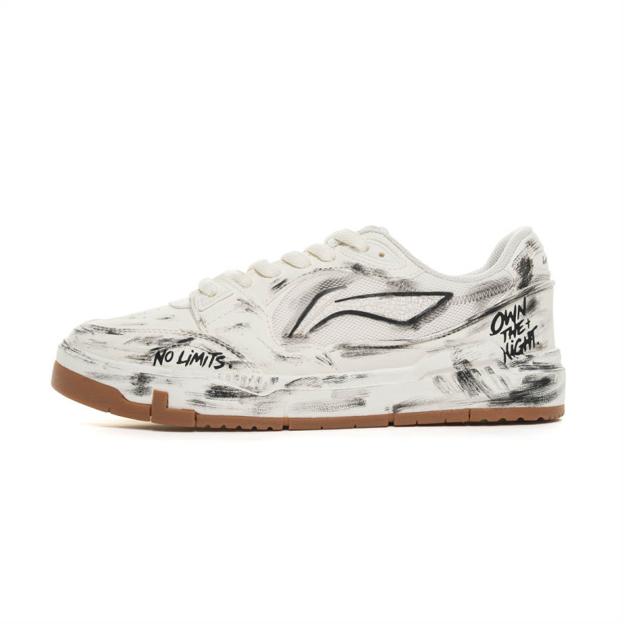 Li-Ning Li Ning Skateboard Shoes Women's Low Top Champagne White