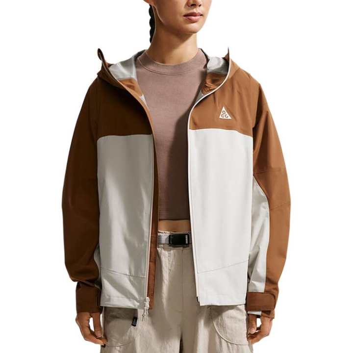 Nike Nike Jackets Women's Brown/Ecru Hooded Non Detachable Moderate
