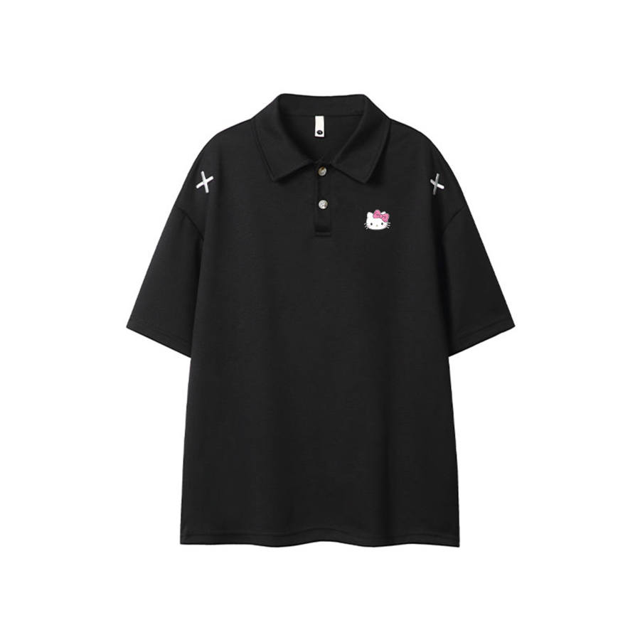 Sanrio Hello Kitty Polo Shirts Women's Lapel Moderate Straight Fit