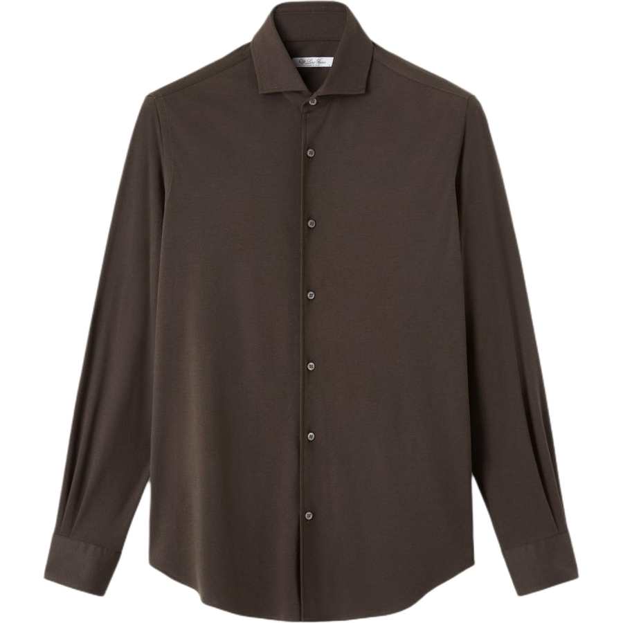 Loro Piana Shirts Men's Almond Shell Color Lapel Moderate