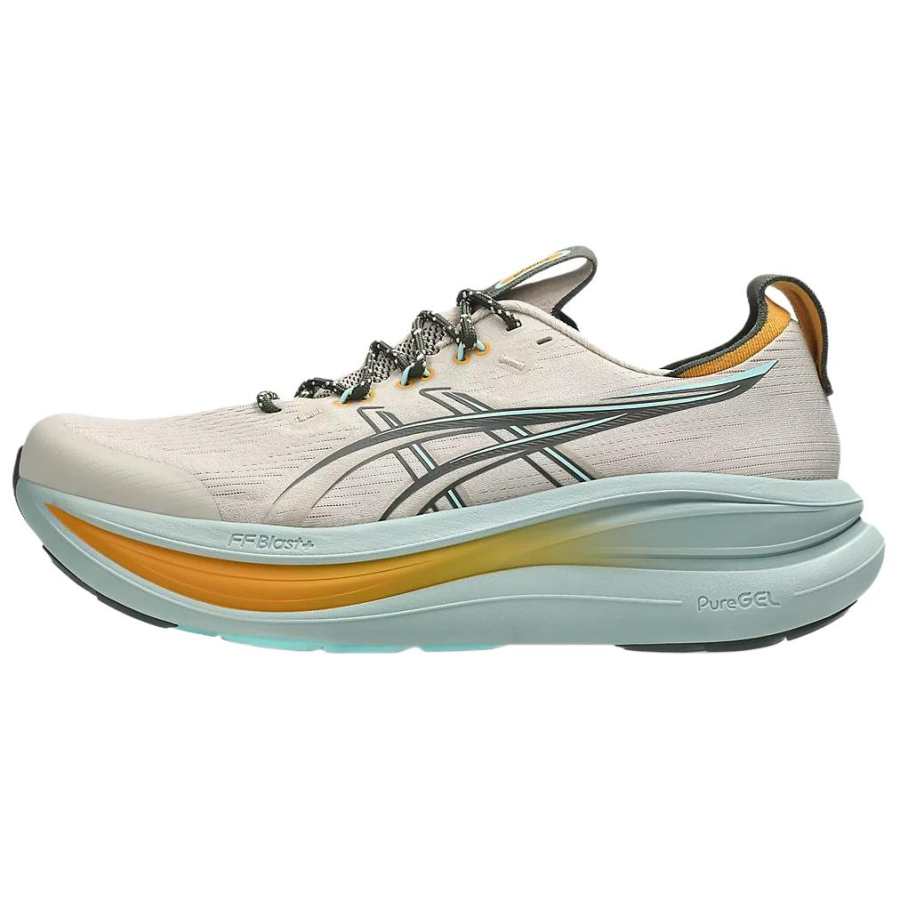 ASICS GEL NIMBUS 28 Trail Running Shoes Men's Pure Gray Brown/Ocean Mist