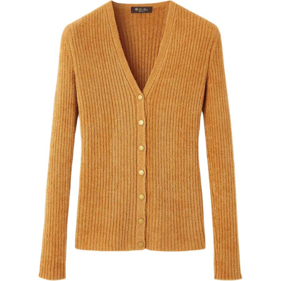 Loro Piana Knitwear Women's Soft Mocha Camel V Neck Moderate Straight Fit