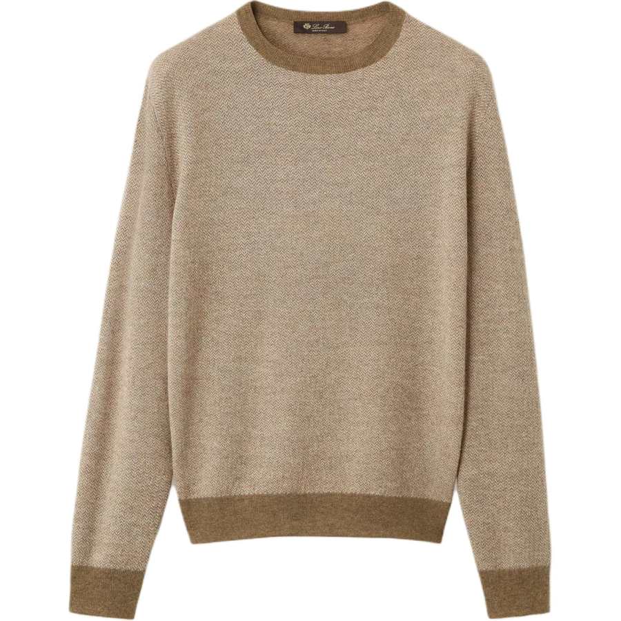 Loro Piana Cashmere Sweaters Men's Biscuit Light Crew Neck Moderate