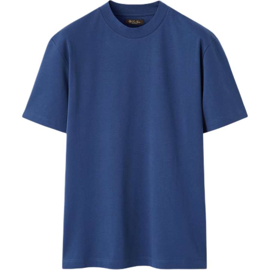 Loro Piana T Shirts Men's Sea Blue Crew Neck Moderate