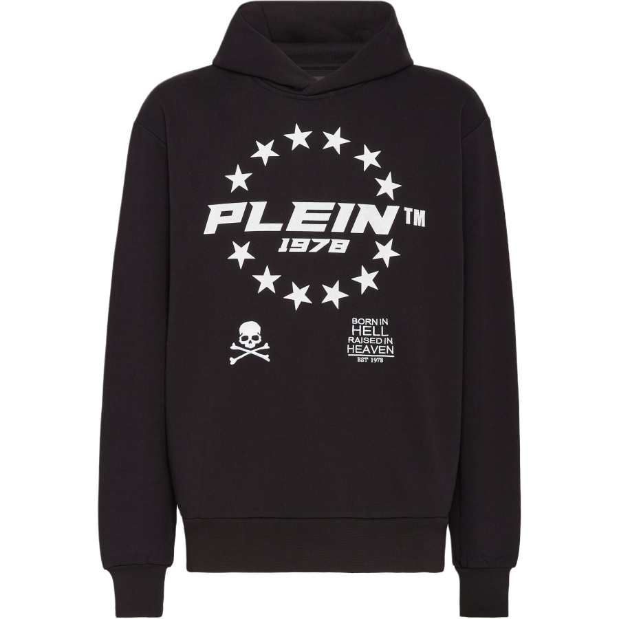 PHILIPP PLEIN Sweatshirts Men's Black Hooded Non Detachable Moderate