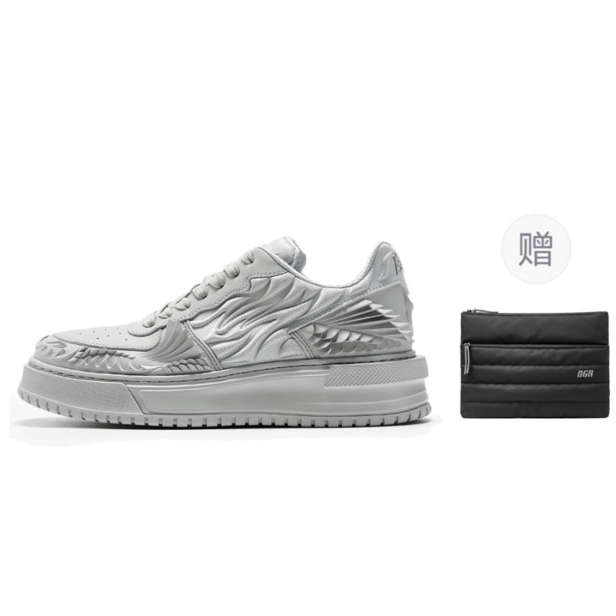 OGR Dragon Scales Model Low top Skateboard Shoes Unisex Tian Gray