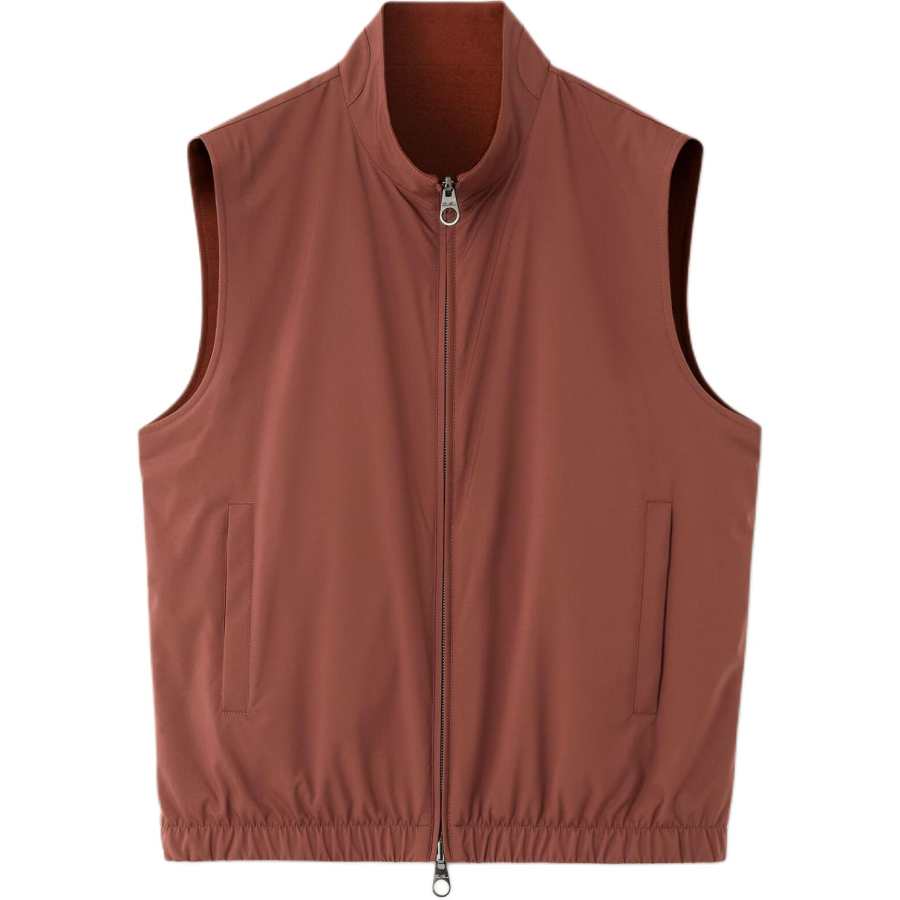 Loro Piana Vests Men's Brick Red Stand Collar Moderate Straight Fit
