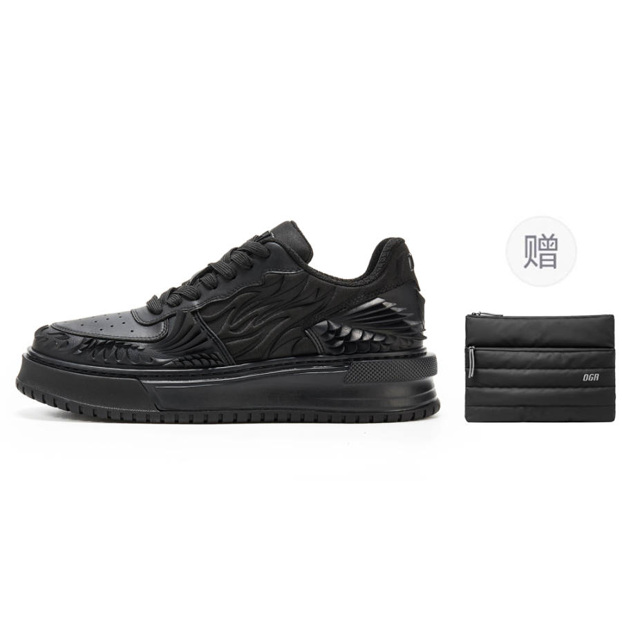OGR Dragon Scales Model Low top Skateboard Shoes Unisex Black