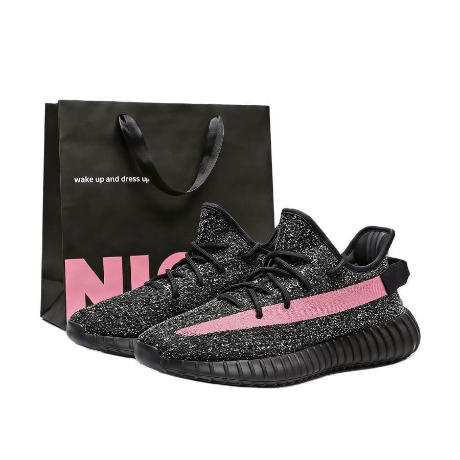 Adidas Originals Yeezy Boost 350 V2 Casual Shoes Unisex Low Top Black, White, Pink