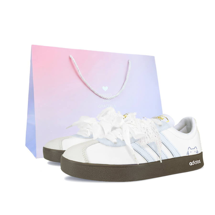 Adidas Adidas Vl Court Classic German Army Trainers Women's Low Top White Blue Brown Color Block