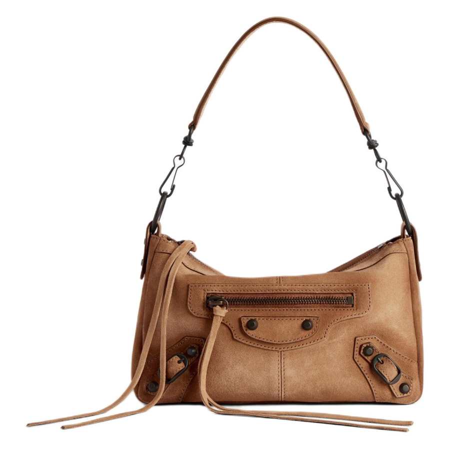Balenciaga Le City Cow Split Leather Shoulder Bag Mini Women's Camel
