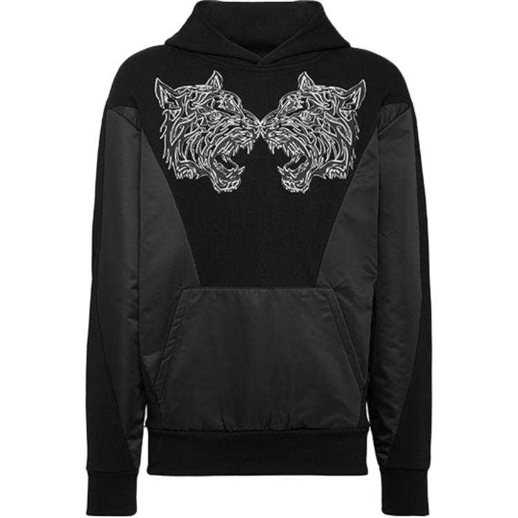 PHILIPP PLEIN Sweatshirts Men's Black Hooded Non Detachable Moderate Straight Fit