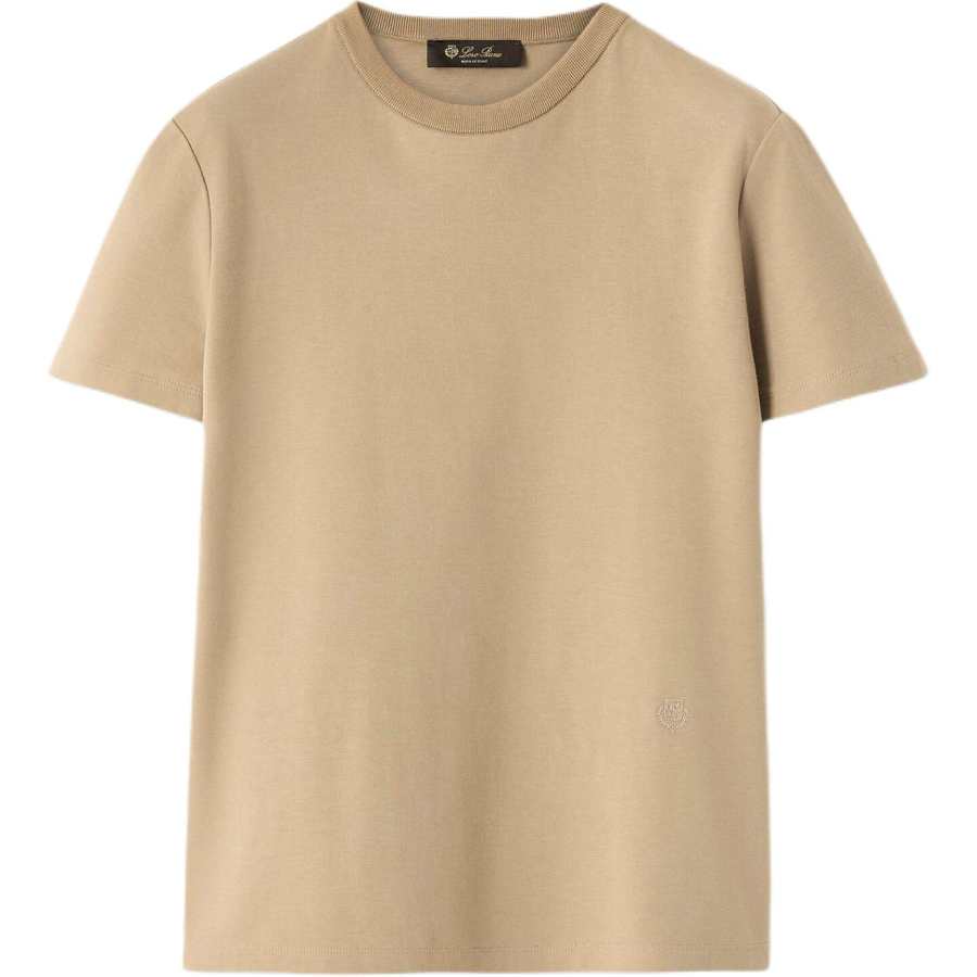 Loro Piana T Shirts Women's Light Brown Crew Neck Moderate Straight Fit