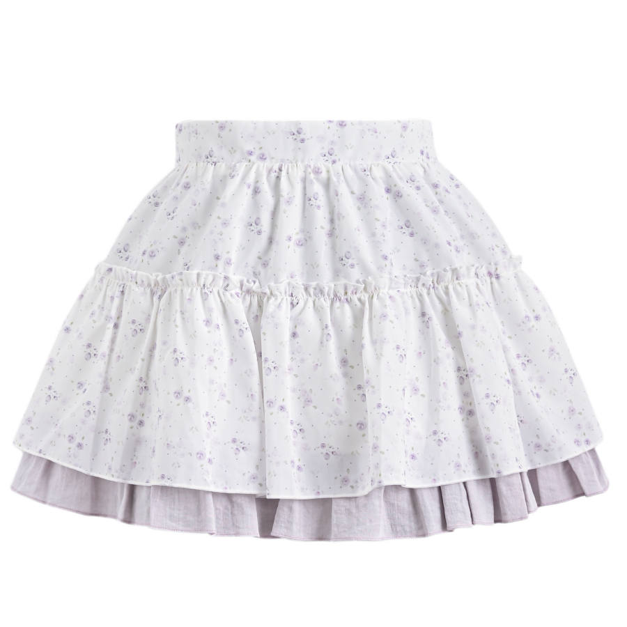 SNBL Casual Short Skirts Women's White Moderate Short Skirt Tiered Skirt