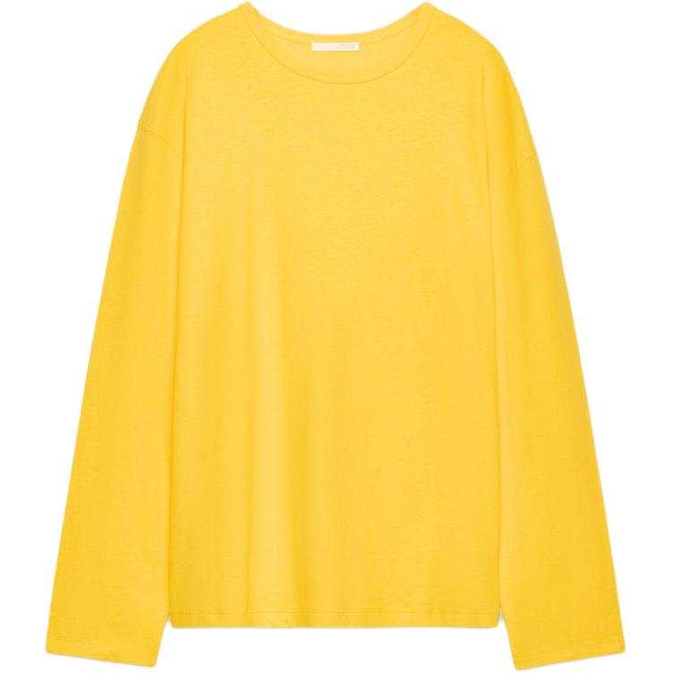 ZARA T Shirts Women's Yellow Crew Neck