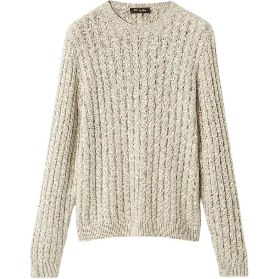 Loro Piana Knitwear Men's Ecru Crew Neck Moderate Straight Fit