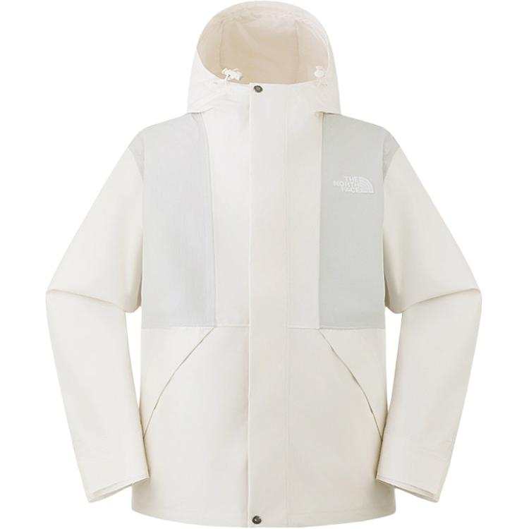 THE NORTH FACE REIGN On Windbreaker Jackets Men's Dune White/Feather Cloud Gray Hooded Non Detachable Moderate